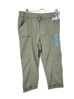 Berkley Jensen XL Green Convertible Utility Pants Cargo Roll Tab Pull On Travel